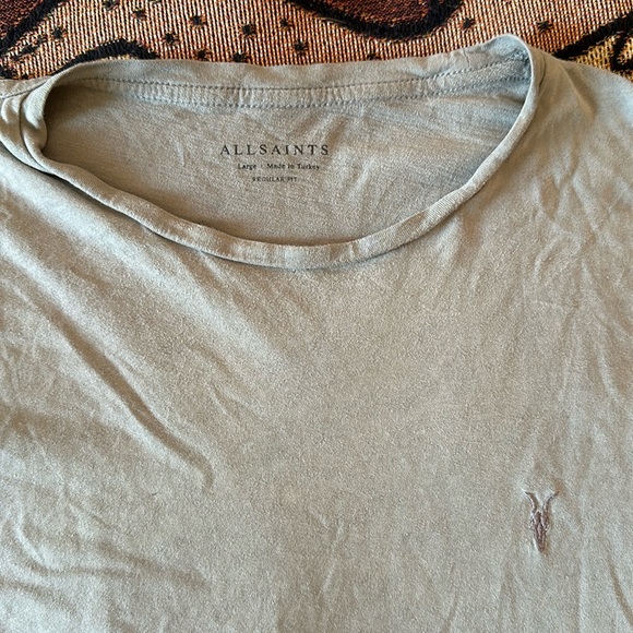 Hand-Distressed Green/Grey All Saints Tee - Picture 1 of 3
